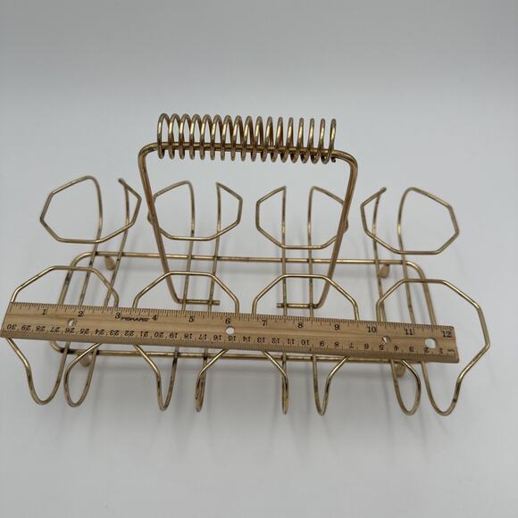 Mcm Vintage Gold Metal Beverage Serving Caddy - Picture 4 of 6